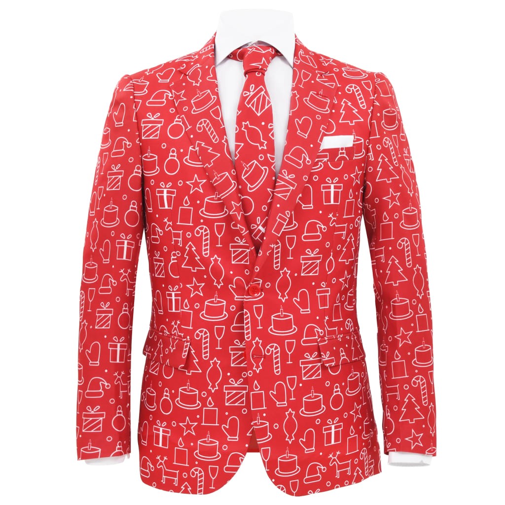 2 Piece Mens Christmas Suit with Tie Size 56 Gifts Red